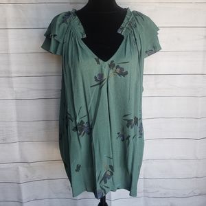 Green Floral Blouse
